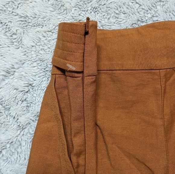 Leith Pants Women's Medium Brown Ginger Paperbag Tie Waist Crop Tapered Fit - Picture 8 of 8